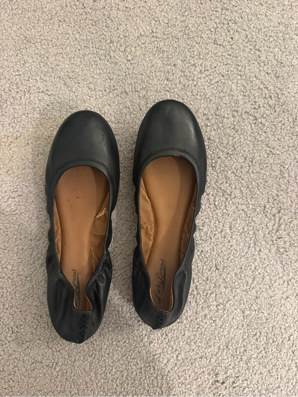Lucky Brand Black Leather Slip-On Ballet Flats